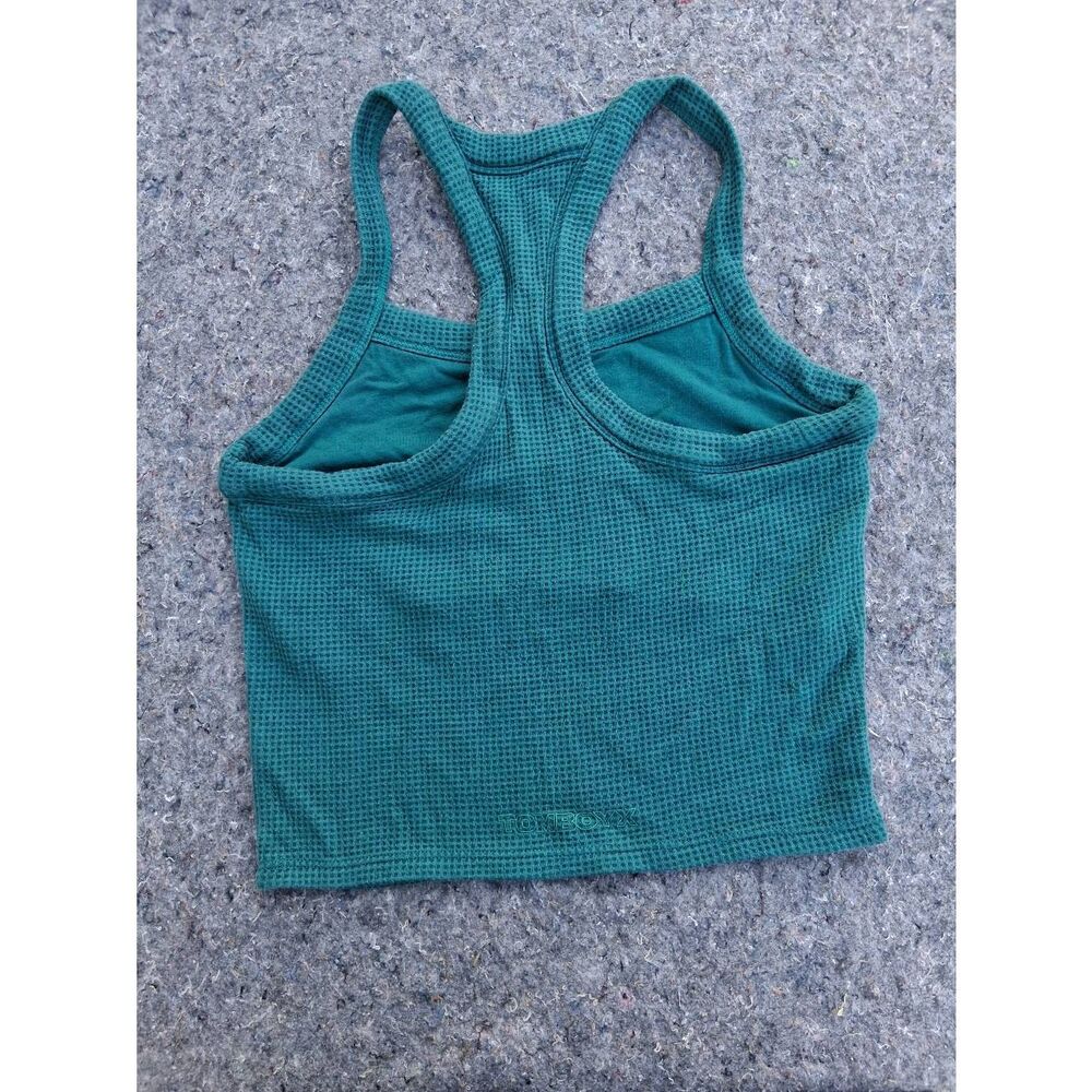 Tomboyx womens small tank top teal green racer back cropped built in sports bra
